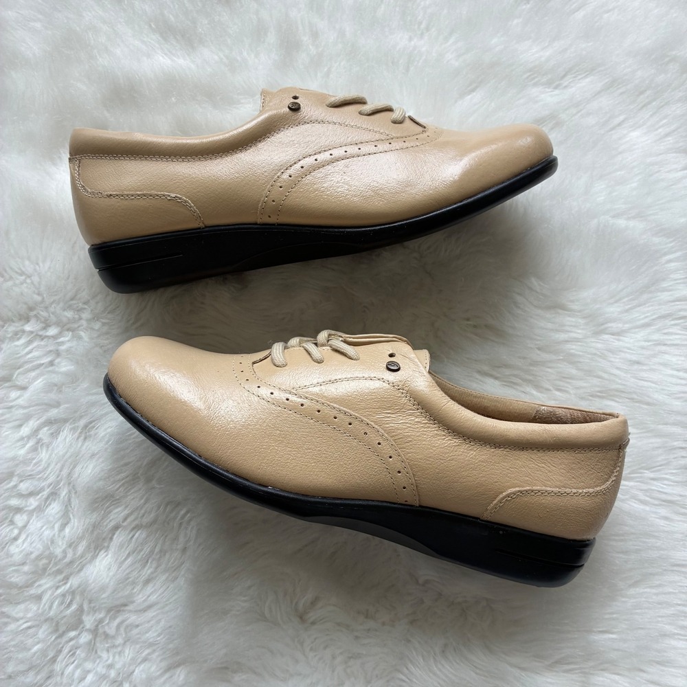 Dr Scholl's E6Y Tan Leather Oxford Shoes Womens 8.5M Advanced Comfort Air Pillo